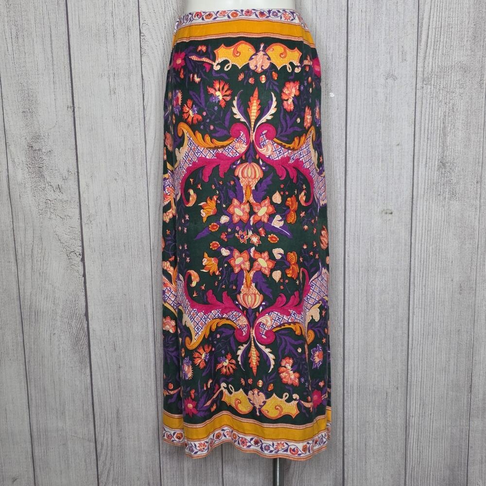 Vintage 60s 70s Personals Leslie Fay Floral Maxi Skirt Boho Mod Psychedelic - Picture 5 of 8